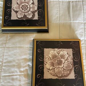 Floral Wall Art with Gold Frame